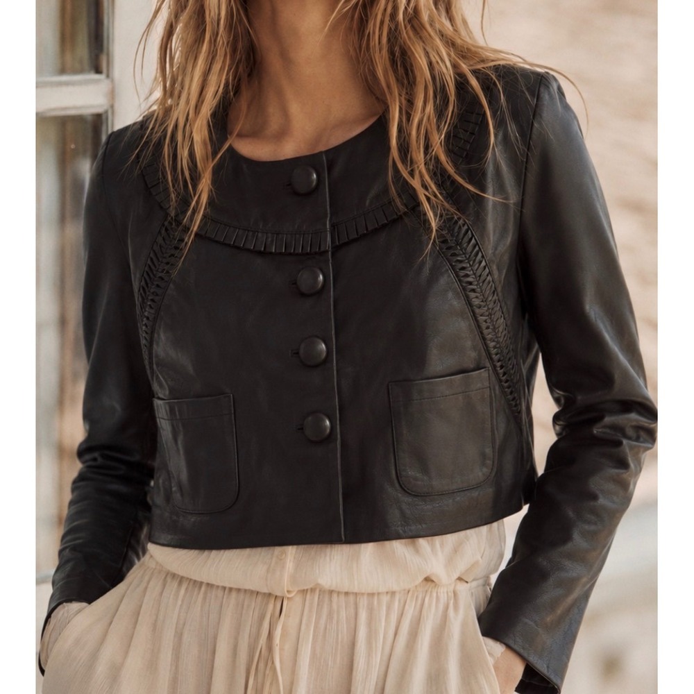 Andersen & Lauth Reykjavik Leather Jacket 38 Black Moto Icelandic Anthropologie